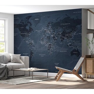 Map Wallpaper Wall Mural - Contemporary Loft World Map - Bed Bath ...