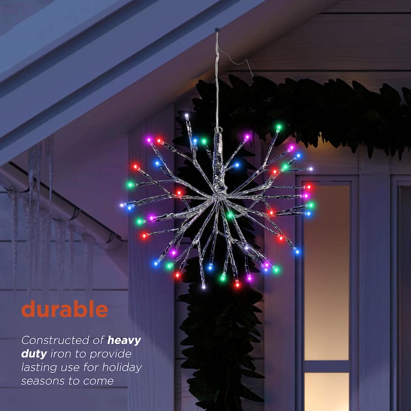 Alpine Corporation 10"H Indoor Christmas Snowflake Ornament with LED Lights