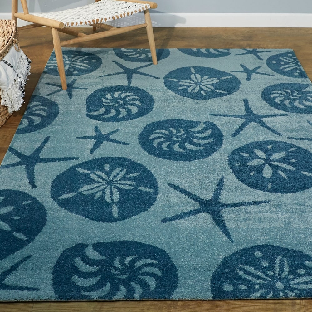 Stafford Nautilus Medallion Coastal Nautical Area Rug