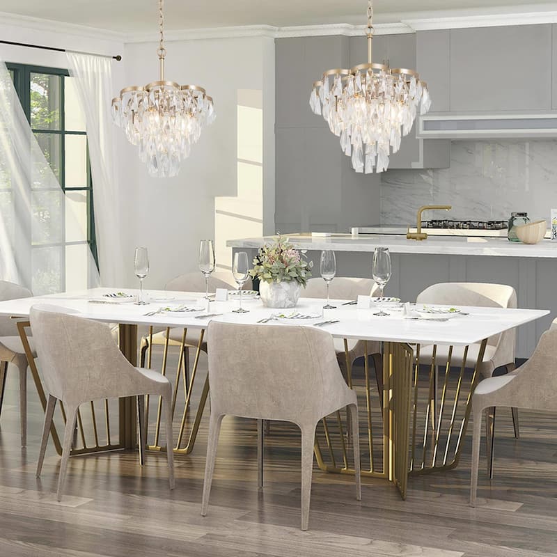 Holla 4-tier Modern Tiered Crystal Pendant Light 4-light LED Dimmable Wagon Wheel Chandelier - D14.1'' * H80''