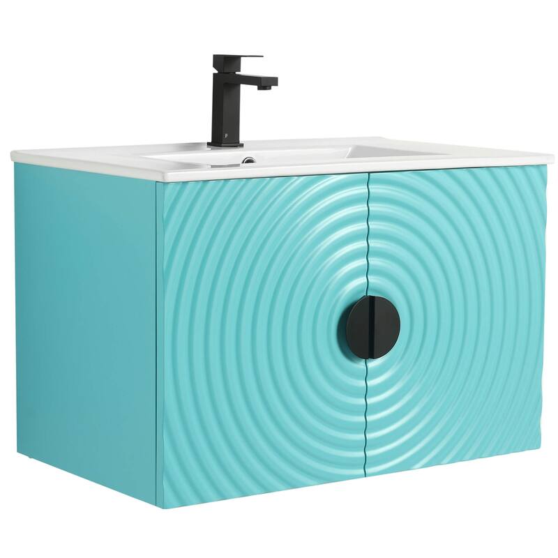 Pellabay Modern Bathroom Vanity with Fluted Circular Doors - Sink Included