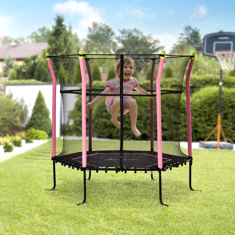 Soozier Trampoline for Kids with Net, Indoor/Outdoor Toddler Trampoline with Safety Enclosure