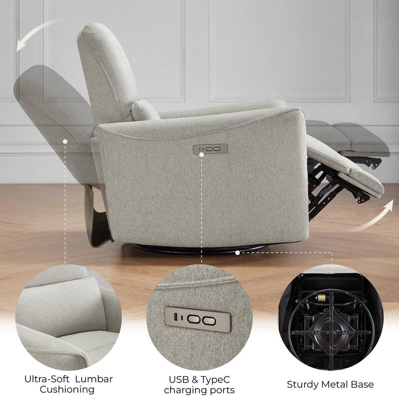 Spruce & Spring Asher Power Swivel Glider Recliner