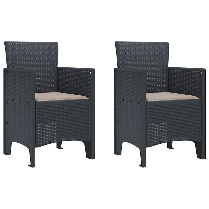 vidaXL Garden Dining Set 3/5 pcs Anthracite/Brown Polt rattan - 100 x 100 x 73 cm