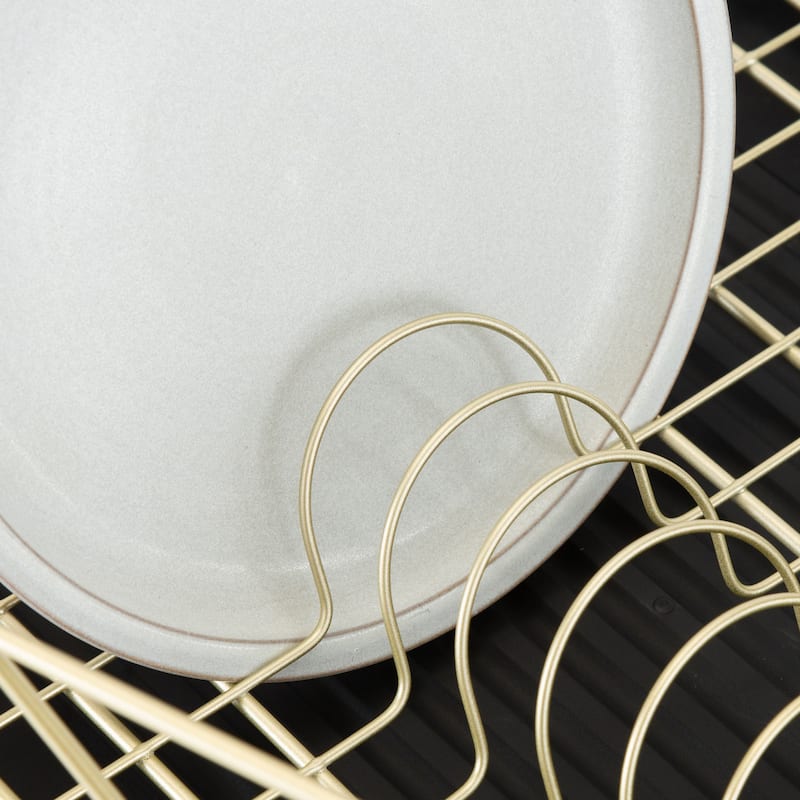 Kitchen Details Geode Dish Rack in Satin Gold - 18.6"x 13.6"x 5.3"