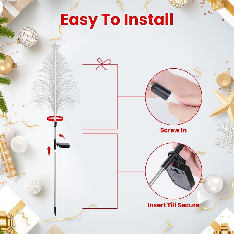 4Pack 7 Color Changing Solar Christmas Tree Lights - Colorful