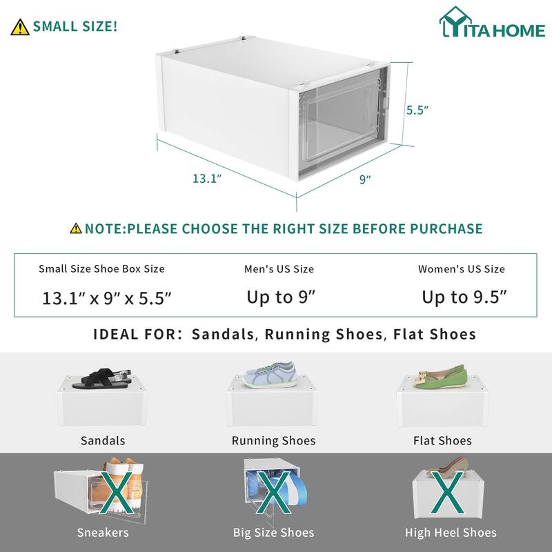 6/12/18 Pack Shoe Storage Box Plastic Stackable Shoe Organizer for Closet Foldable Sneaker Containers Bins Holders Racks