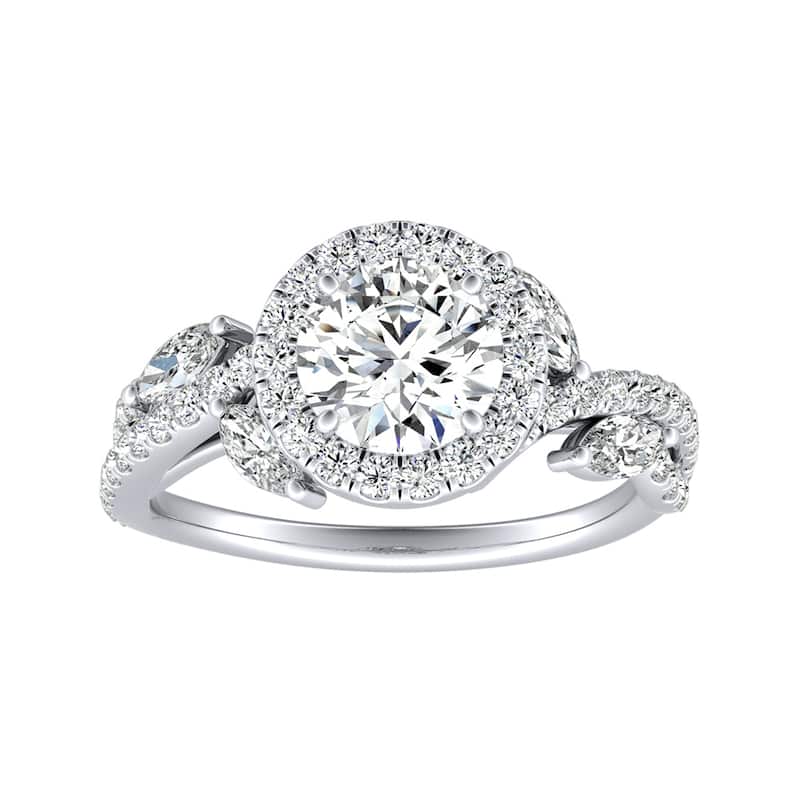 Auriya 14k Gold Vintage Floral Petal 1 1/3ctw Halo Diamond Engagement Ring (G-H, VS1,VS2)