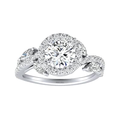 Auriya 14k Gold Vintage Floral Petal 1 1/3ctw Halo Diamond Engagement Ring (G-H, VS1,VS2)
