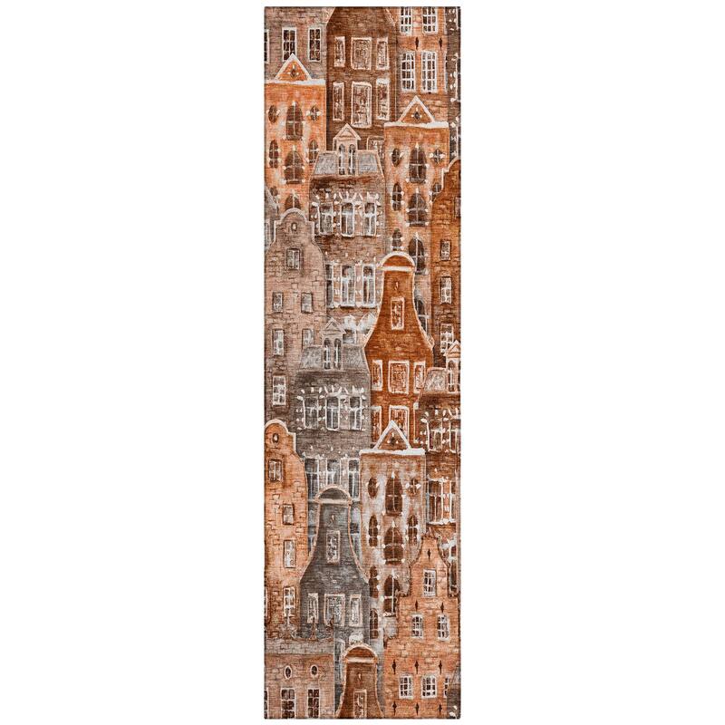 Machine Washable Indoor/ Outdoor Chantille Modern City Rug
