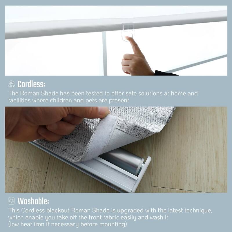 Poyester Greenwich 100% Blackout Roman Shade with Ribbon Border