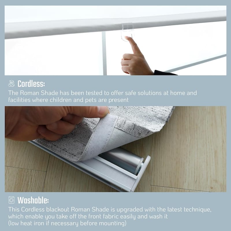 Roman Shades for Windows, 100% Blackout Shades, Cordless Pull Down Window Shades, Shades for Indoor Windows