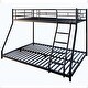 preview thumbnail 8 of 6, Black Metal Twin over Full Bunk Bed with Diamond-Shaped Rungs