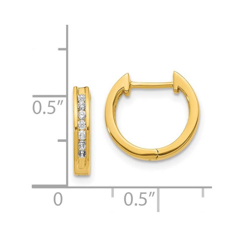 Curata 14k Diamond Hinged Hoop Earrings - 12x13mm Wide 2mm Thick