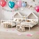 preview thumbnail 1 of 16, Kids and Baby Twin Size Double Platform Bed with House-shaped Headboard,Built-in Nightstand White