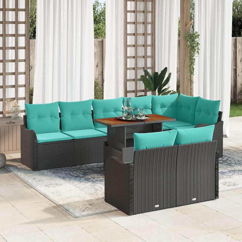 vidaXL 9 Piece Garden Sofa Set with Cushions - 113.2×48.2×27.2 - Black
