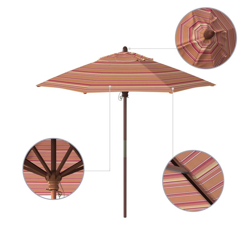 Port Lavaca 7.5ft Round Sunbrella Wooden Patio Umbrella by Havenside Home, Base Not Included