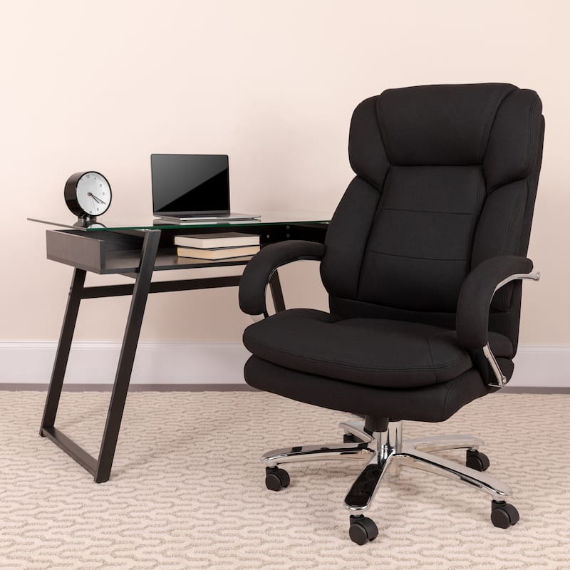 Intensive Use Big & Tall Upholstered Swivel Office Chair with Loop Arms