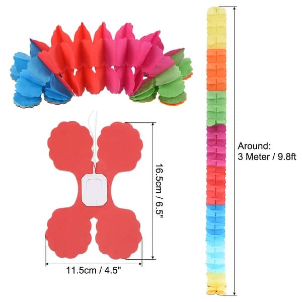 6Pcs 9.8ft Four-Leaf Paper Flower Garland Hanging Streamers Multicolor ...