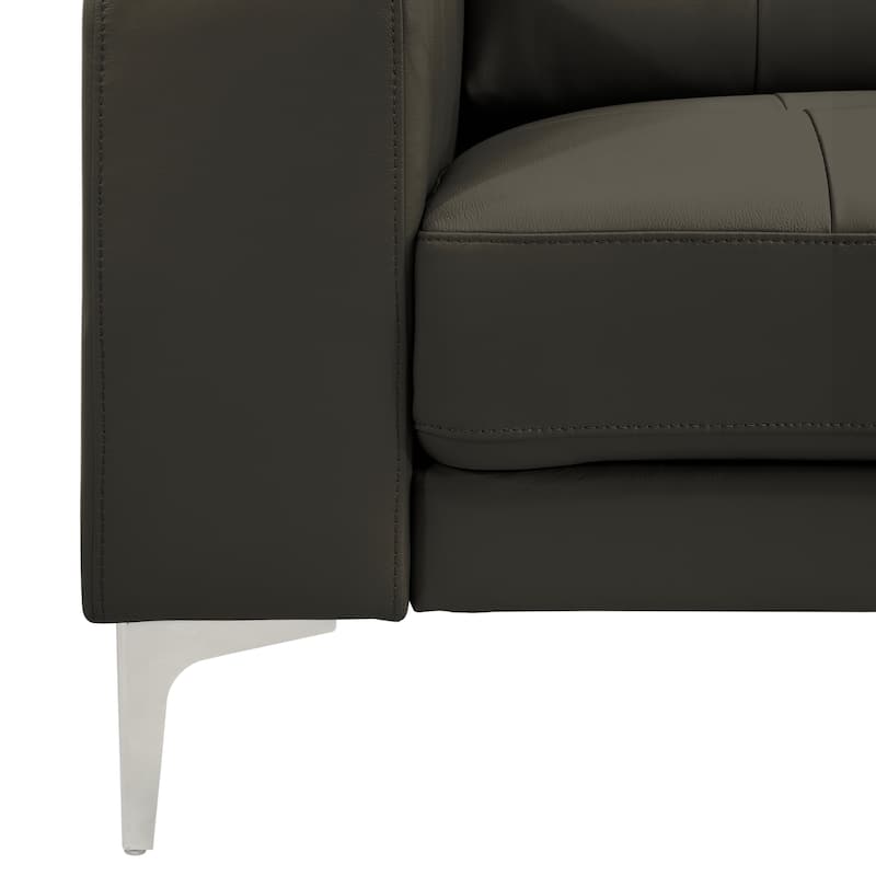 Pimentel Modern 102 in. Modern Top Grain Genuine Leather Sectional Sofa with Tufted Back and Track Arms