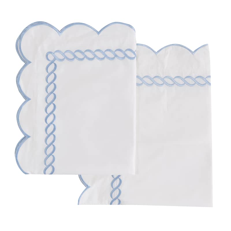 Home Sweet Home Collection 600TC Scallop and Rope Duvet Set and Sham - Full - Blue Euro Sham - 2 Piece