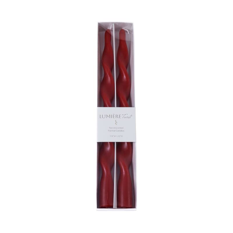 Lumière Twist Formal Taper Candles, Set of 12 - Holiday Table Décor