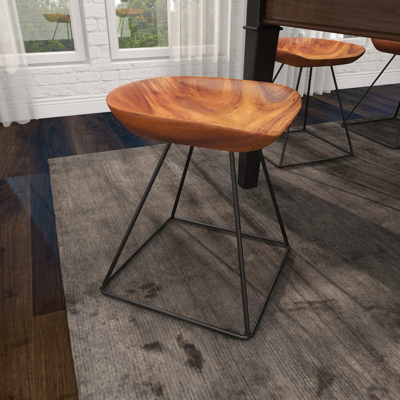 Brown Metal Stool with Black Metal Base
