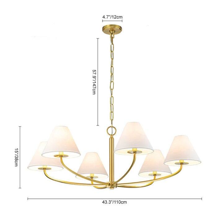 Mid-century 6-Light Tapered Linen Shade Chandelier
