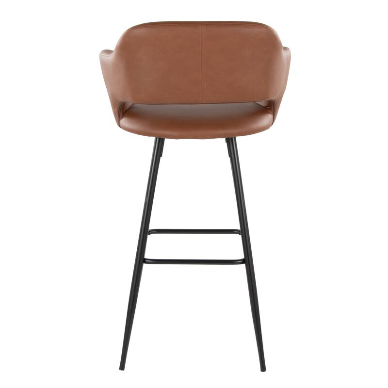 Porch & Den Vallen 30" Fixed-Height Faux Leather Counter Stool with Metal Legs & Square Footrest (Set of 2)