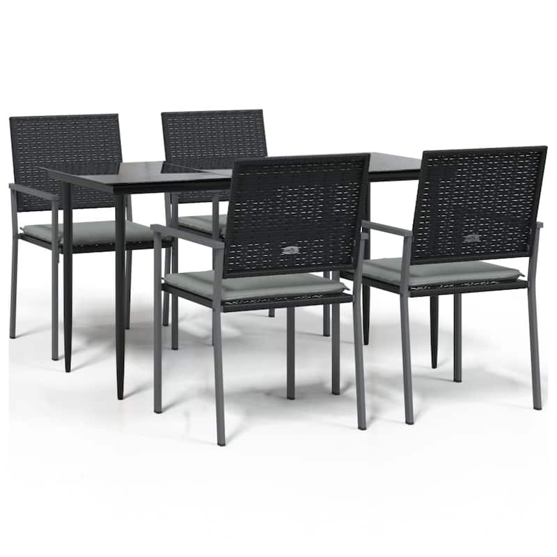 vidaXL 3/5/7/9 Piece Patio Dining Set with Cushions Poly Rattan and Steel