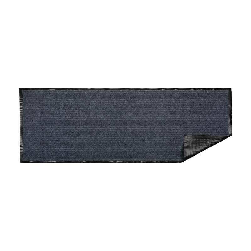 J&M Charcoal Ribbed Walk Off Utility Runner 22x60