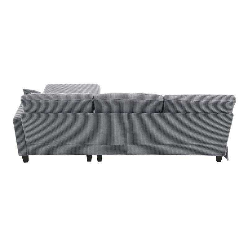 Modern 4-Seater L-Shaped Corduroy Sofa with Convertible Chaise for Living Room