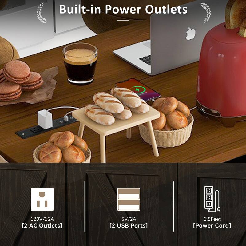 Farmhouse Kitchen Island with Power Outlet