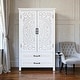 preview thumbnail 6 of 5, 27'' White Tall Storage Cabinet with Doors and Drawers, Rustic Wood Accent Pantry Sideboard Tower for Home Organization