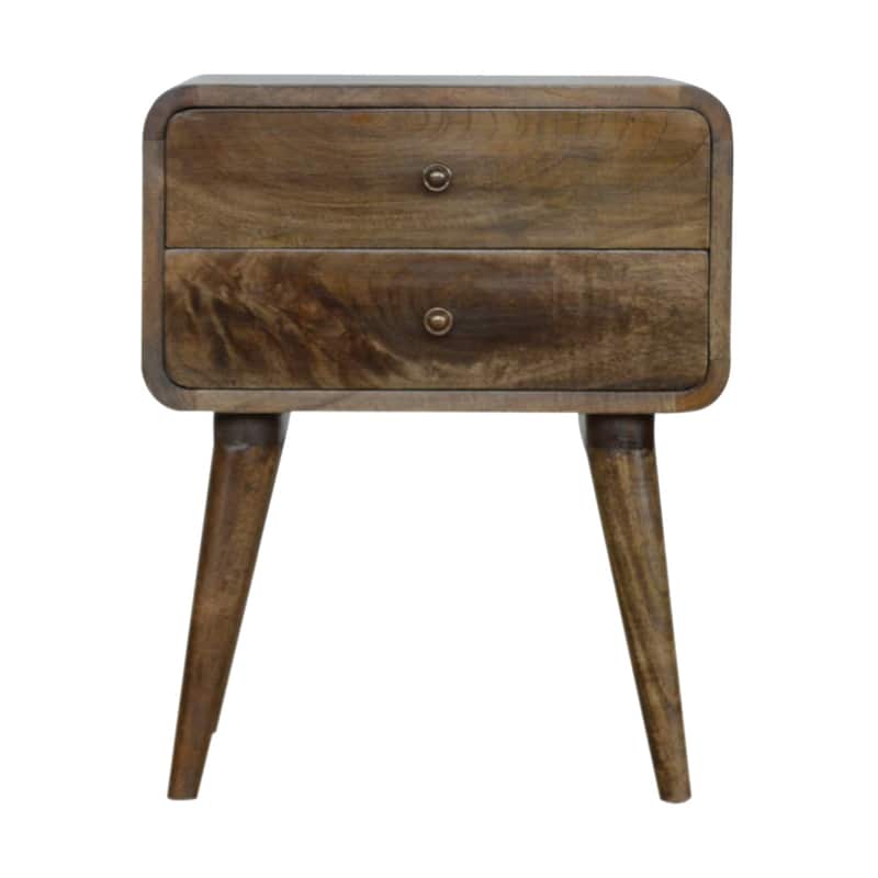 HomeRoots 22" Natural Solid Wood Distressed Two Drawer Nightstand