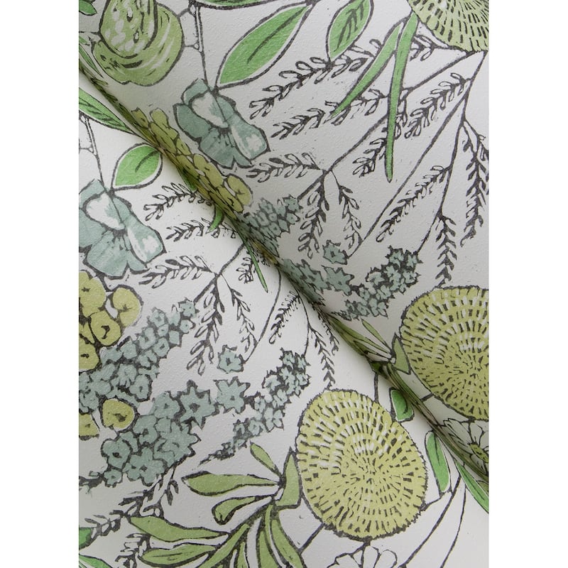 Chesapeake Goldfinch Green Birds and Blooms Wallpaper