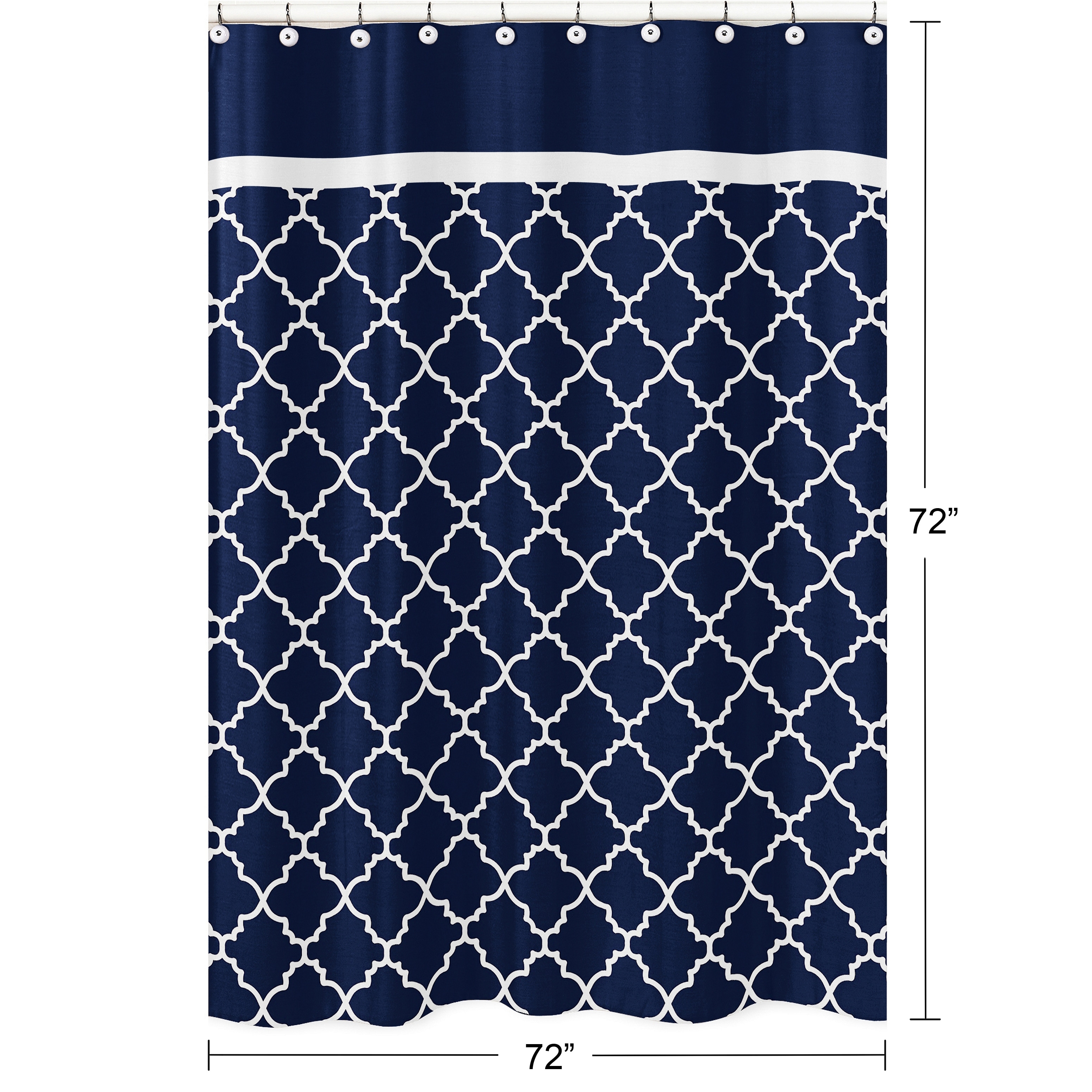 Navy blue store fabric shower curtain