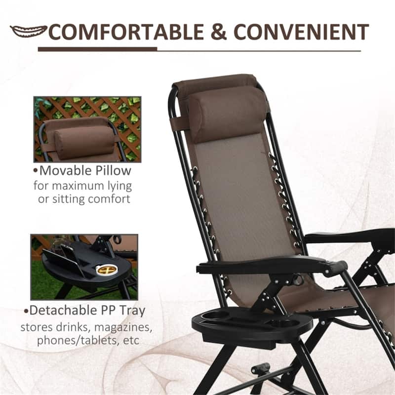 Mesh Zero Gravity Recliner Chair with Folding Legs and Cup Holders - 47.25" D x 26.5" W x 40.25" H