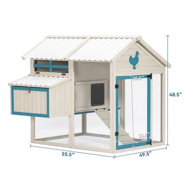 Weatherproof outdoor chicken coop with waterproof PVC roof