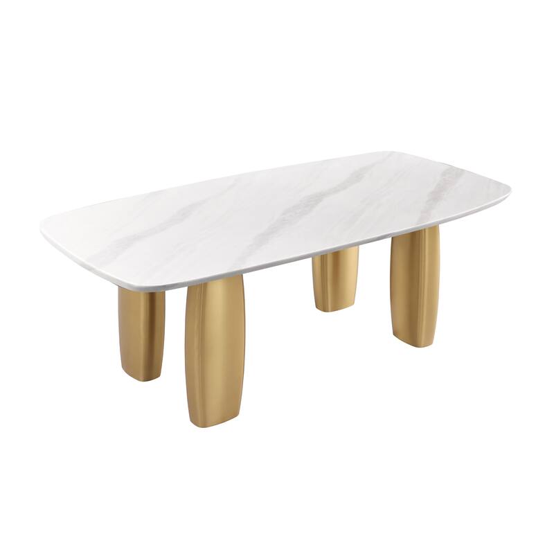 Furniture of America Luvien Modern 5-Piece Sintered Stone Top Dining Table Set