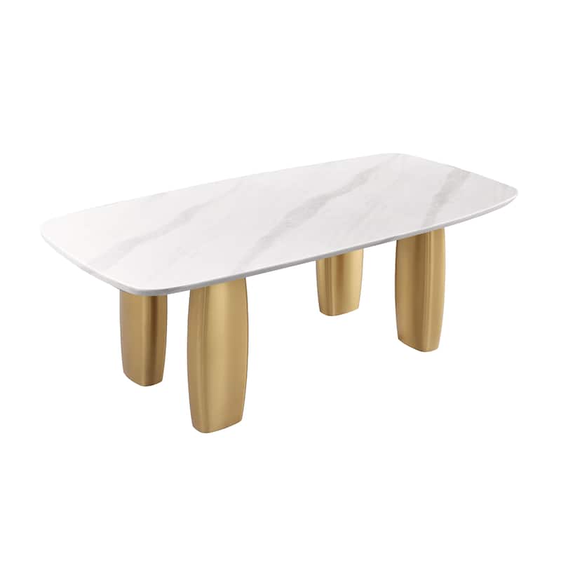 Furniture of America Luvien Modern 79-inch Sintered Stone Top Dining Table with Gold Legs