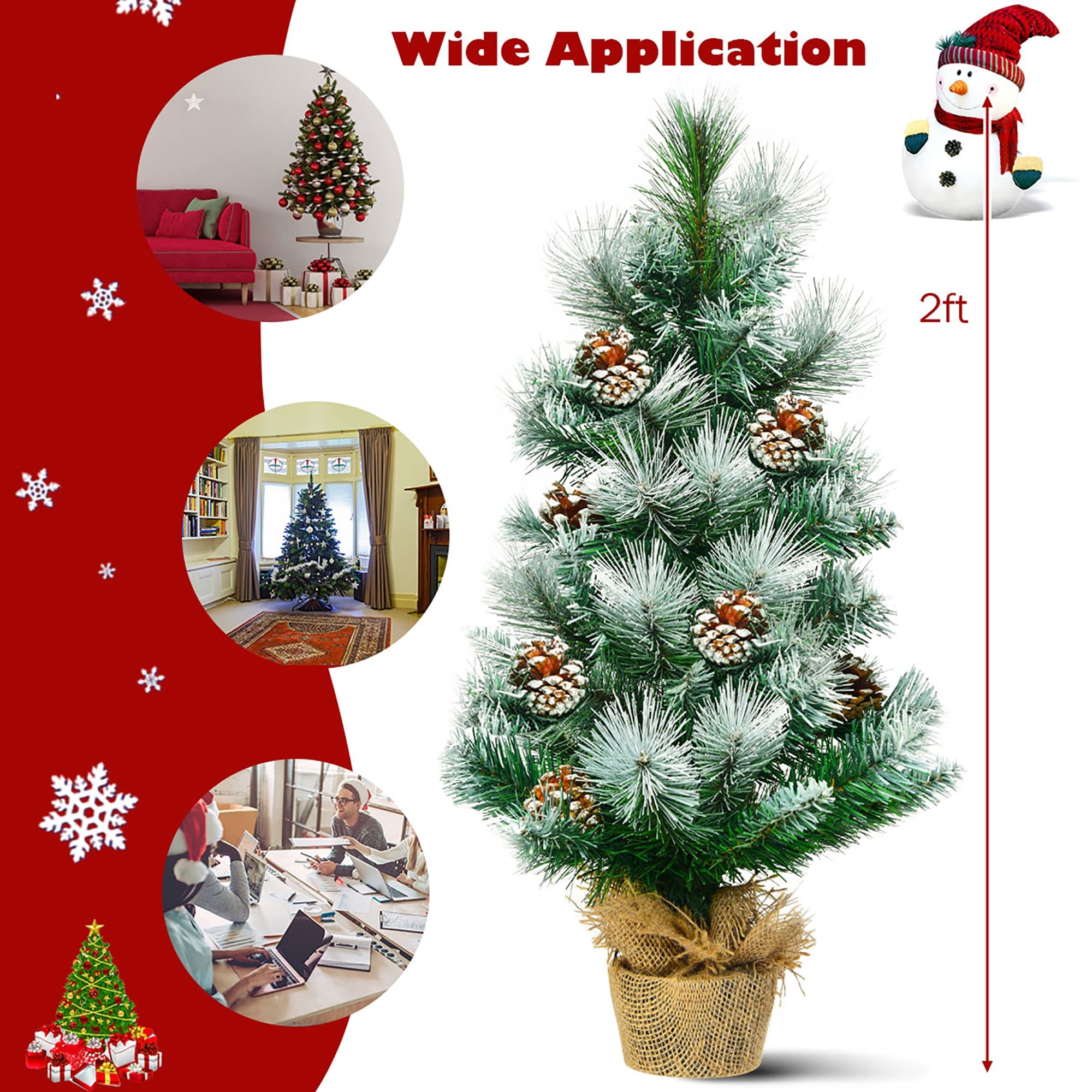 24" Pre-Lit Balsam Pine Christmas Tree w 90 Tips and White Lights  ~ Table Top ~ 
