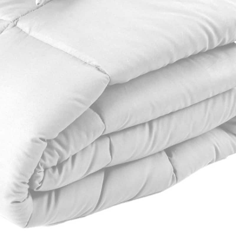 White Twin Box Stitch Microfiber Down Alternative Comforter