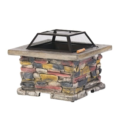 Corporal Natural Stone Square Fire Pit by Christopher Knight Home