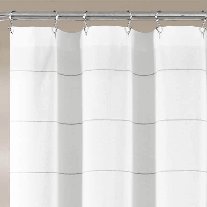 Lush Decor Stripe Yarn Dyed Tassel Fringe Woven Cotton Shower Curtain
