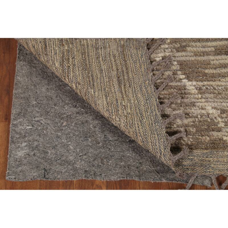 All-Over Trellis Moroccan Oriental Area Rug Handmade Beige Wool Carpet - 5'8"x 9'6"