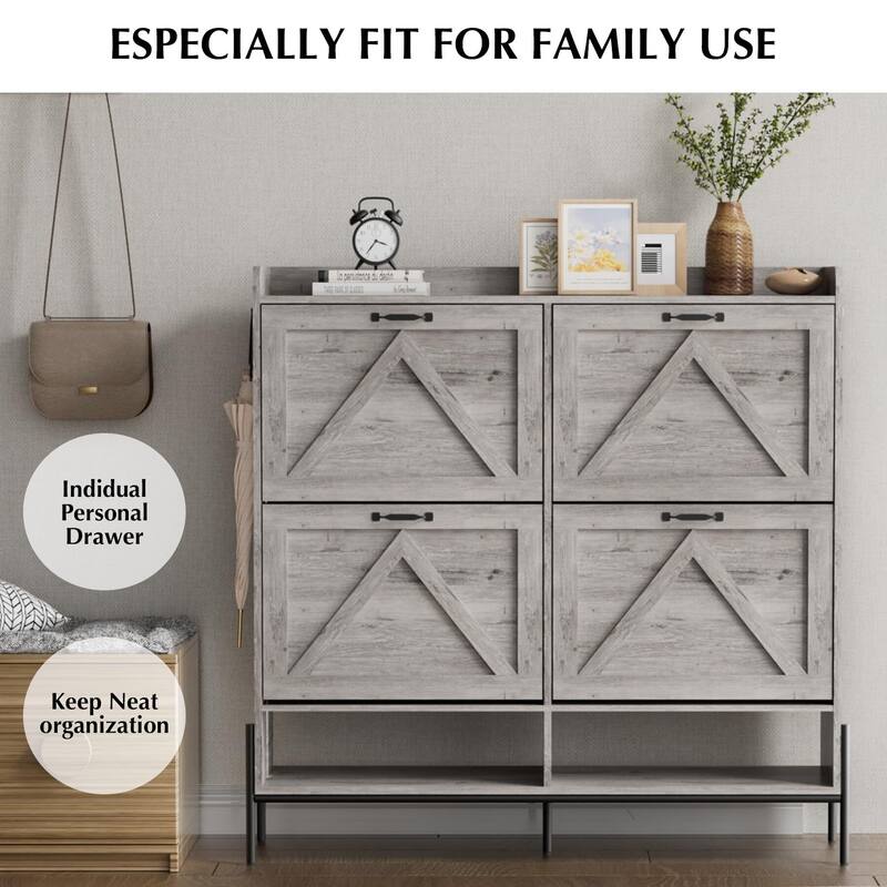 Shoe Cabinet with 4 Flip Drawer - 4 Flip Drawers
