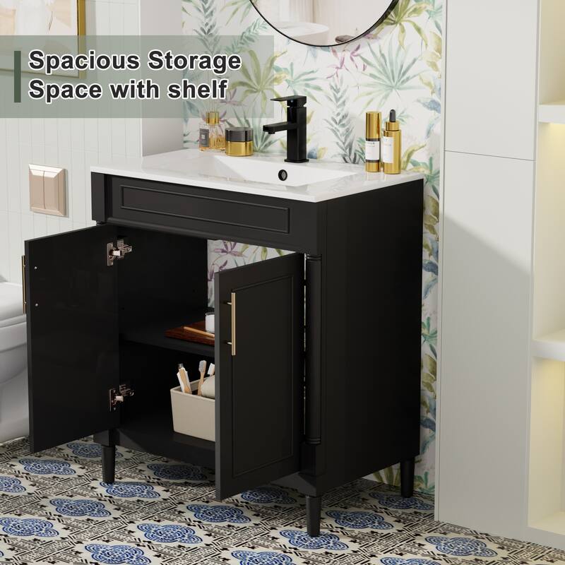 24"/30"/36" Retro Bathroom Vanity W/ Drop in Sink Combo Cabinet Set