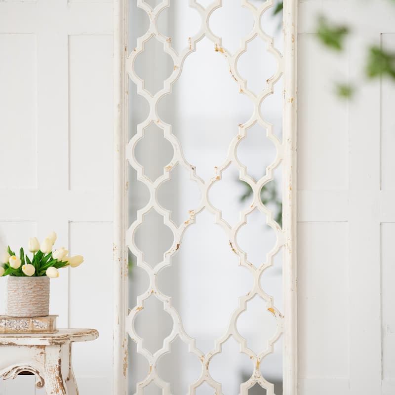 Farmhouse Distressed White Window Floor Mirror - 24" x 60"