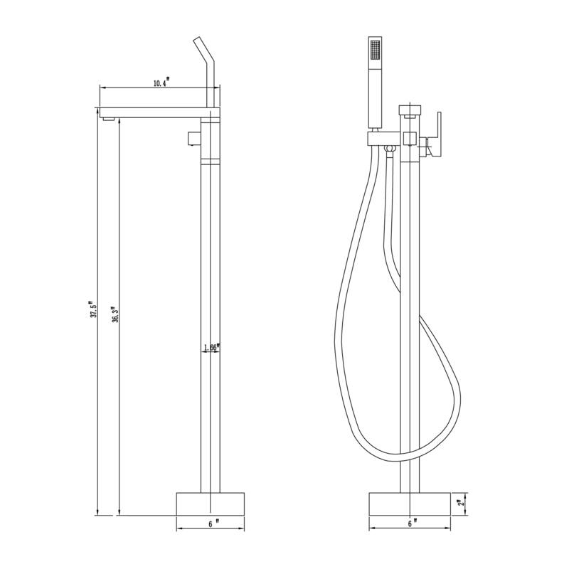 Freestanding Tub Shower Claw Foot Faucet with Handheld Spout - 10"37"